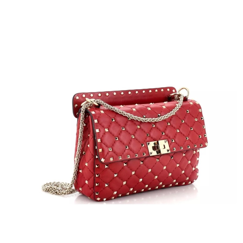 Valentino Garavani Rockstud Spike Flap Bag Quilted Leather Medium Red